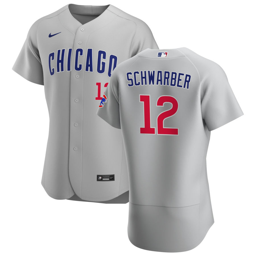 Chicago Cubs 12 Kyle Schwarber Men Nike Gray Road 2020 Authentic Team Jersey